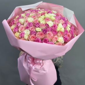 Букет из 151 кенийской розы микс (40 см) в Павловском Посаде