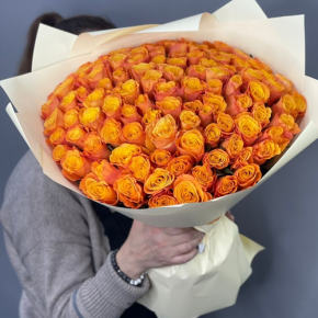 Букет из 101 огненной розы (40 см) в Павловском Посаде