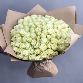 Букет 101 белая роза кения (40 см) в Павловском Посаде