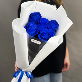 Букет из 5 синих роз Эквадор в Павловском Посаде