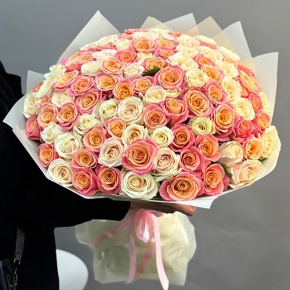 Букет "Сливки" из 101 розы (60 см) в Павловском Посаде