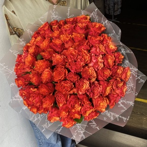 Букет 75 огненных роз (40 см) в Павловском Посаде