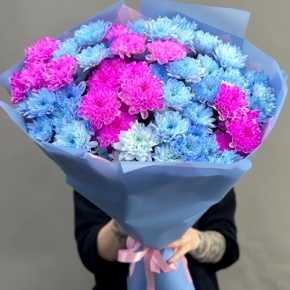 Букет "Матильда" из 15 кустовых хризантем в Павловском Посаде