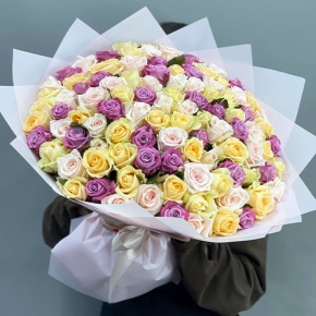 Букет "Желаю тебе" из 101 розы микс (50 см) в Павловском Посаде