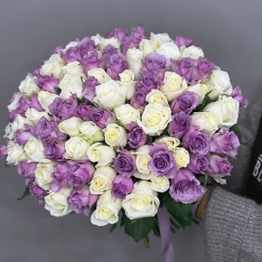 Букет "Фиолетовый микс" из 101 розы (40 см) в Павловском Посаде