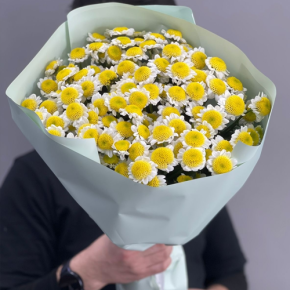 Букет "Моё солнышко" из 17 хризантем сантини  в Павловском Посаде