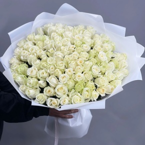Букет "Лебединая верность" из 101 белой розы (60 см) в Павловском Посаде