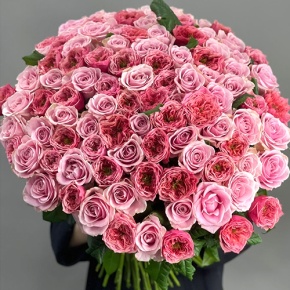 Нежный букет из 101 розы Риджентс парк и Аваланж микс  (70 см) в Павловском Посаде