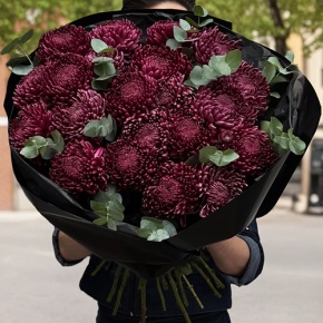 Букет из 21 винной хризантемы Бигоуди в Павловском Посаде