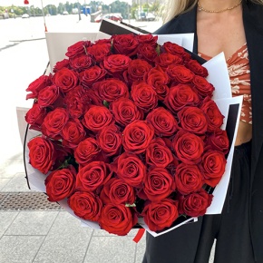 Букет 51 красная роза (50 см) в Павловском Посаде