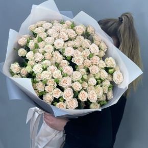 Букет из 25 кремовых кустовых роз (70 см) в Павловском Посаде