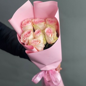 Букет 7 Кенийских розовых роз (40 см) в Павловском Посаде