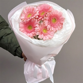 Букет из 5 розовых гербер мини в Павловском Посаде