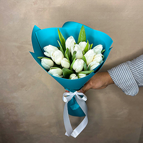 Букет 15 белоснежных тюльпанов в Павловском Посаде