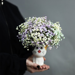 Композиция из гипсофил в керамическом кашпо в Павловском Посаде