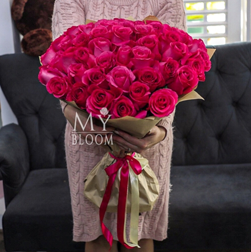 Букет 51 роза Эквадор Пинк Флоид (60 см) в Павловском Посаде