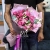 Букет "Микс" из пионовидных кустовых роз Мисти Баблз, тюльпанов и эустом в Павловском Посаде