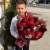 Букет с георгинами, розами и леукадендроном в Павловском Посаде Букет с георгинами, розами и леукадендроном в Павловском Посаде